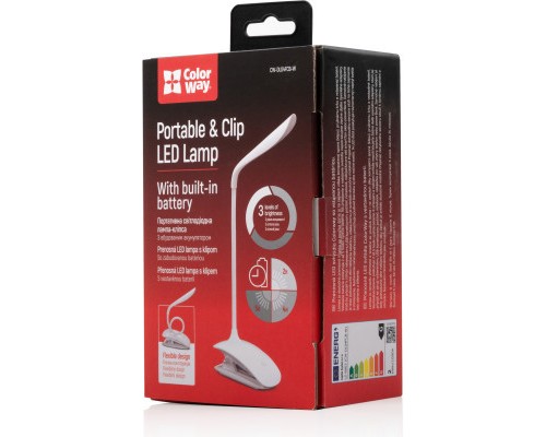Настільна лампа ColorWay LED Flexible & Clip with built-in accumulator 500mAh (CW-DL04FCB-W)