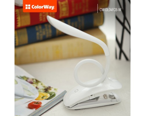 Настільна лампа ColorWay LED Flexible & Clip with built-in accumulator 500mAh (CW-DL04FCB-W)