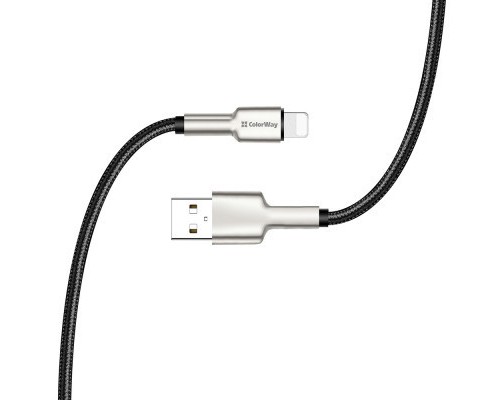 Дата кабель USB 2.0 AM to Lightning 1.0m head metal black ColorWay (CW-CBUL046-BK)