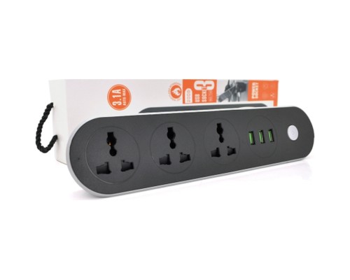 Мережевий фільтр живлення Voltronic TВ-Т56, 3роз, 3*USB Black (ТВ-Т56-Black)