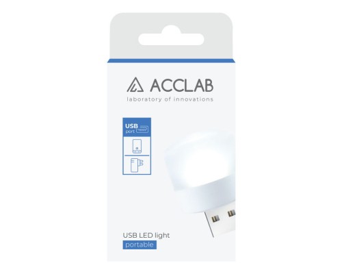 Лампа USB ACCLAB AL-LED01, 1W, 5000K, white (1283126552809)
