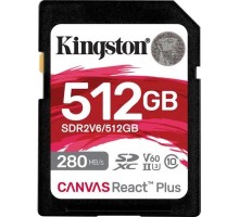 Карта пам'яті Kingston 512GB SDXC class 10 UHS-II U3 Canvas React Plus (SDR2V6/512GB)