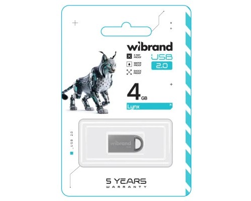 USB флеш накопичувач Wibrand 4GB lynx Silver USB 2.0 (WI2.0/LY4M2S)