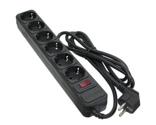 Мережевий фільтр живлення Patron 1.8 m3*1.5mm2 (SP-1662) 6 розеток BLACK (EXT-PN-SP-1662)