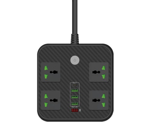 Мережевий фільтр живлення Voltronic TВ-Т90, 4роз, 3*USB Black (ТВ-Т90-Black)