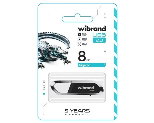 USB флеш накопичувач Wibrand 8GB Aligator Black USB 2.0 (WI2.0/AL8U7B)