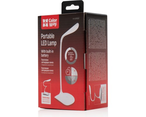 Настільна лампа ColorWay LED Portable & Flexible with built-in accumulator 500mAh (CW-DL06FPB-W)
