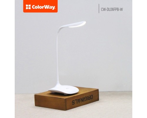 Настільна лампа ColorWay LED Portable & Flexible with built-in accumulator 500mAh (CW-DL06FPB-W)