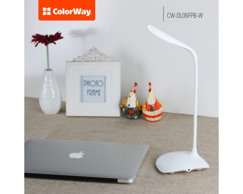 Настільна лампа ColorWay LED Portable & Flexible with built-in accumulator 500mAh (CW-DL06FPB-W)