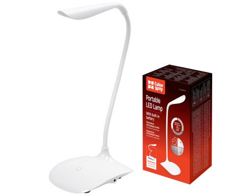 Настільна лампа ColorWay LED Portable & Flexible with built-in accumulator 500mAh (CW-DL06FPB-W)