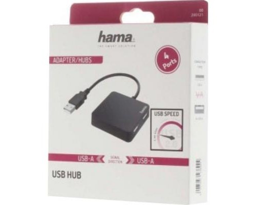 Концентратор Hama 4 Ports USB 2.0 Black (00200121)