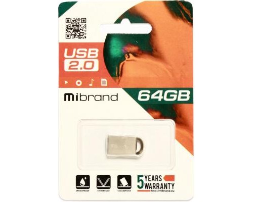 USB флеш накопичувач Mibrand 64GB lynx Silver USB 2.0 (MI2.0/LY64M2S)