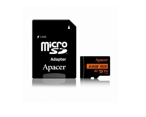 Карта пам'яті Apacer 64GB microSD class 10 UHS-I U3 (AP64GMCSX10U8-R)