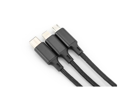 Дата кабель USB 2.0 AM to Lightning + Micro 5P + Type-C 1.0m charge only Digitus (AK-300160-010-S)