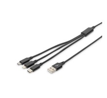 Дата кабель USB 2.0 AM to Lightning + Micro 5P + Type-C 1.0m charge only Digitus (AK-300160-010-S)