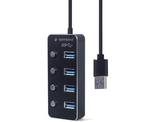 Концентратор Gembird USB 3.0 4 ports switch black (UHB-U3P4P-01)
