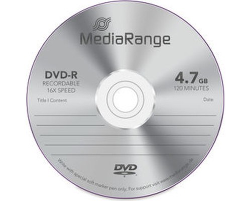 Диск DVD Mediarange DVD-R 4.7GB 120min 16x speed, Cake 25 (MR403)