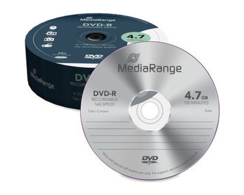Диск DVD Mediarange DVD-R 4.7GB 120min 16x speed, Cake 25 (MR403)