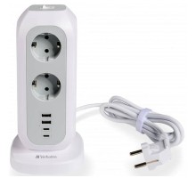 Мережевий фільтр живлення Verbatim 11 розеток, 2 x USB-C та 2 x USB-A (49547)