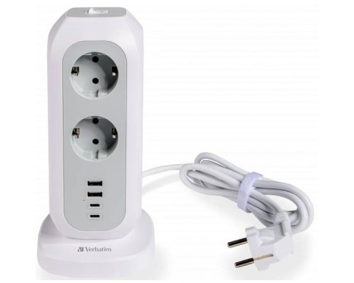 Мережевий фільтр живлення Verbatim 11 розеток, 2 x USB-C та 2 x USB-A (49547)
