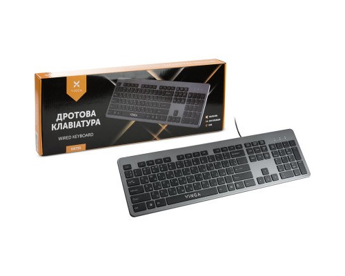 Клавіатура Vinga KB735 black-grey