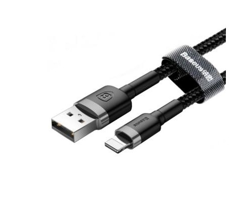 Дата кабель USB 2.0 AM to Lightning 0.5m Cafule 2.4A grey+black Baseus (CALKLF-AG1)