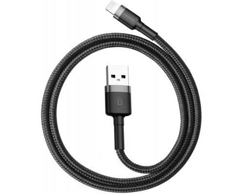 Дата кабель USB 2.0 AM to Lightning 0.5m Cafule 2.4A grey+black Baseus (CALKLF-AG1)