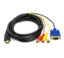 Кабель мультимедійний HDMI to VGA / 3*RCA 1.0m 1080p PowerPlant (CA912018)