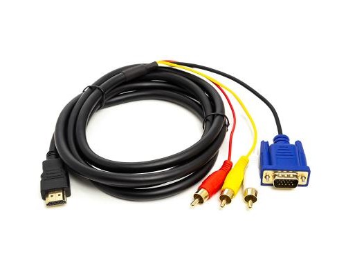 Кабель мультимедійний HDMI to VGA / 3*RCA 1.0m 1080p PowerPlant (CA912018)