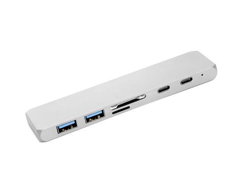 Концентратор PowerPlant Type-C - HDMI 4K, USB 3.0, USB Type-C, SD, microSD (CA911684)