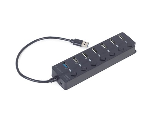 Концентратор Gembird 7 ports (1xUSB3.1+6xUSB2.0) switch black (UHB-U3P1U2P6P-01)