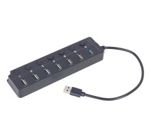 Концентратор Gembird 7 ports (1xUSB3.1+6xUSB2.0) switch black (UHB-U3P1U2P6P-01)