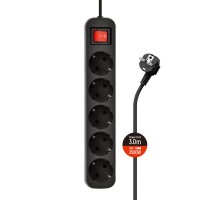 Мережевий фільтр живлення ColorWay CW-PSEA53BK, 5 розеток/ 3M black (CW-PSEA53BK)