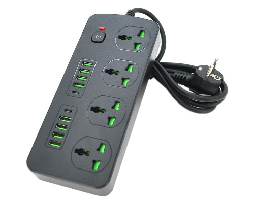 Мережевий фільтр живлення Voltronic TВ-Т91, 4роз, 8*USB+2PD Black (ТВ-Т91-Black)