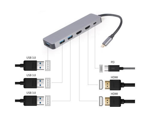 Концентратор Cablexpert USB-C 3-in-1 (A-CM-COMBO3-03)
