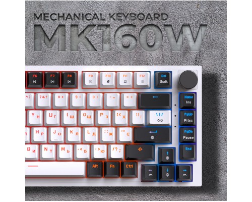 Клавіатура GamePro MK160W Hot-Swap Red Swich RGB USB UA White (MK160W)