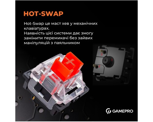 Клавіатура GamePro MK160W Hot-Swap Red Swich RGB USB UA White (MK160W)