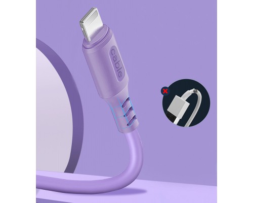 Дата кабель USB 2.0 AM to Lightning 1.0m soft silicone violet ColorWay (CW-CBUL044-PU)