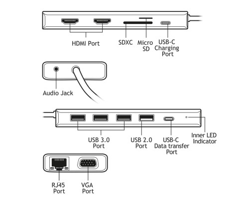 Порт-реплікатор TECNOWARE Dock Station USB TYPE-C 13 in 1 Adapter HUB (FHUB17692)
