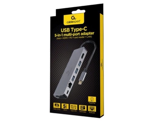 Концентратор Cablexpert USB-C 5-in-1 (A-CM-COMBO5-05)