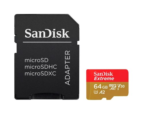 Карта пам'яті SanDisk 64GB microSD class 10 UHS-I Extreme For Action Cams and Dro (SDSQXAH-064G-GN6AA)
