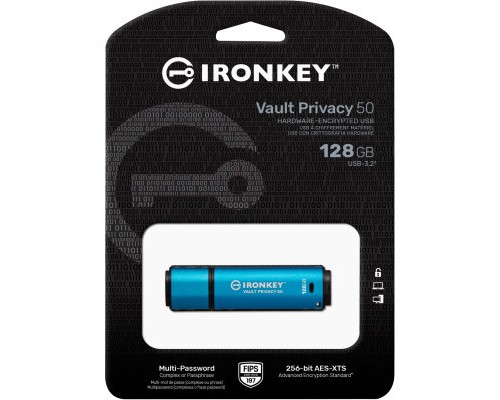 USB флеш накопичувач Kingston 128GB IronKey Vault Privacy 50 Blue USB 3.2 (IKVP50/128GB)