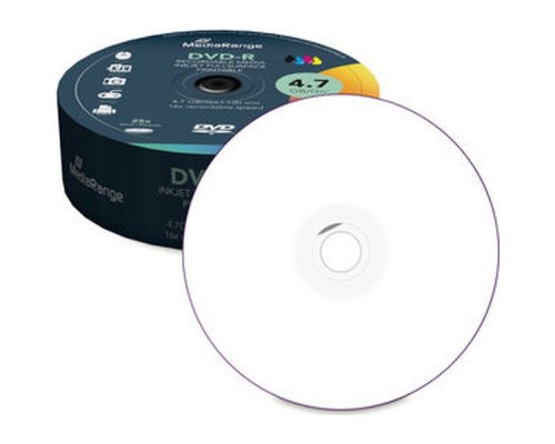 Диск DVD Mediarange DVD-R 4.7GB 120min 16x speed, inkjet fullsurface printable, Cake 25 (MR407)