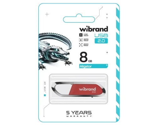USB флеш накопичувач Wibrand 8GB Aligator Red USB 2.0 (WI2.0/AL8U7DR)