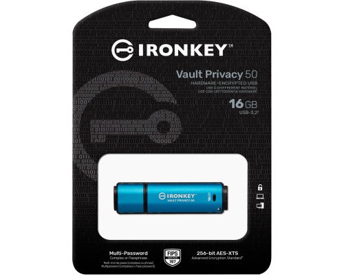 USB флеш накопичувач Kingston 16GB IronKey Vault Privacy 50 Blue USB 3.2 (IKVP50/16GB)