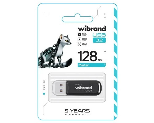 USB флеш накопичувач Wibrand 128GB Marten Black USB 3.2 Gen 1 (USB 3.0) (WI3.2/MA128P10B)