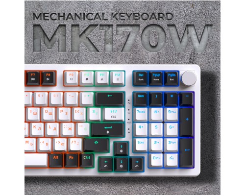 Клавіатура GamePro MK170W Hot-Swap Red Swich RGB USB UA White (MK170W)