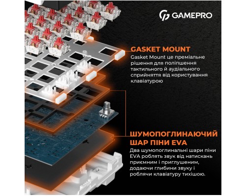 Клавіатура GamePro MK170W Hot-Swap Red Swich RGB USB UA White (MK170W)
