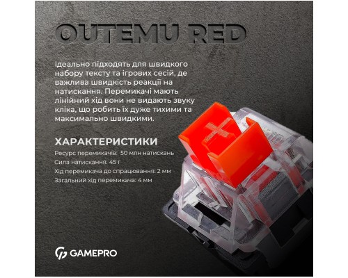 Клавіатура GamePro MK170W Hot-Swap Red Swich RGB USB UA White (MK170W)