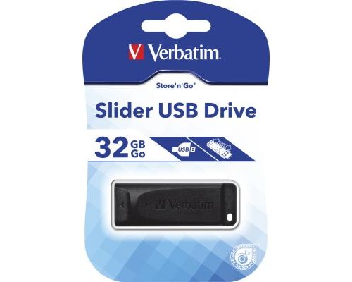 USB флеш накопичувач Verbatim 32GB Slider Black USB 2.0 (98697)